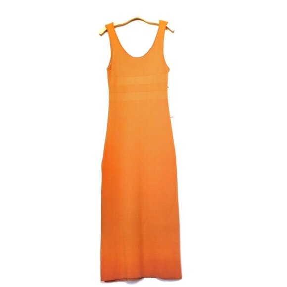 NWT Ronny Kobo Ivana Minimal Ribbed Knit Slit Midi Tank Dress Burnt Orange XL - Picture 10 of 16